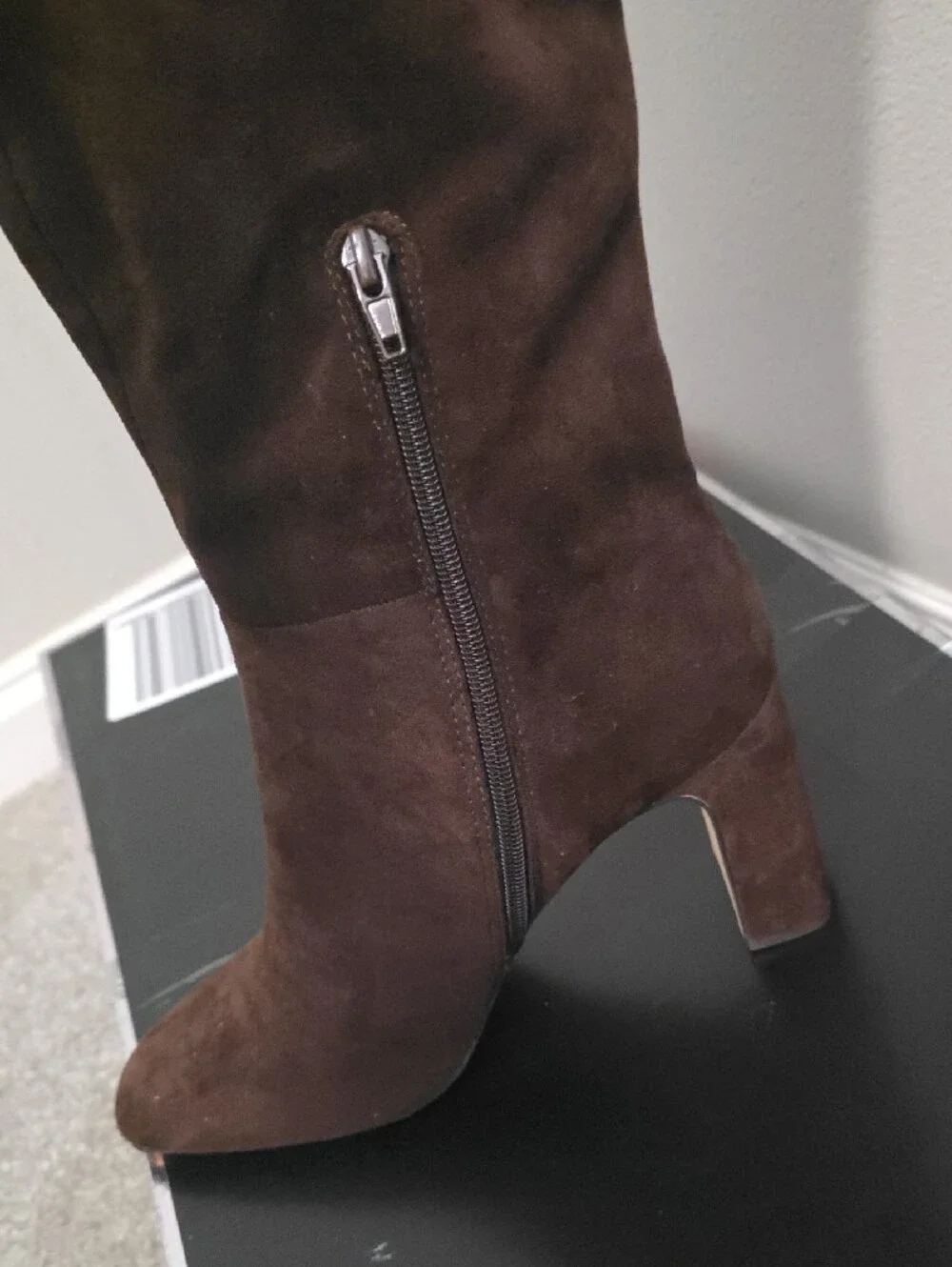 Madden Girl Dark Brown Suede Over-the-Knee Block Heel Boots